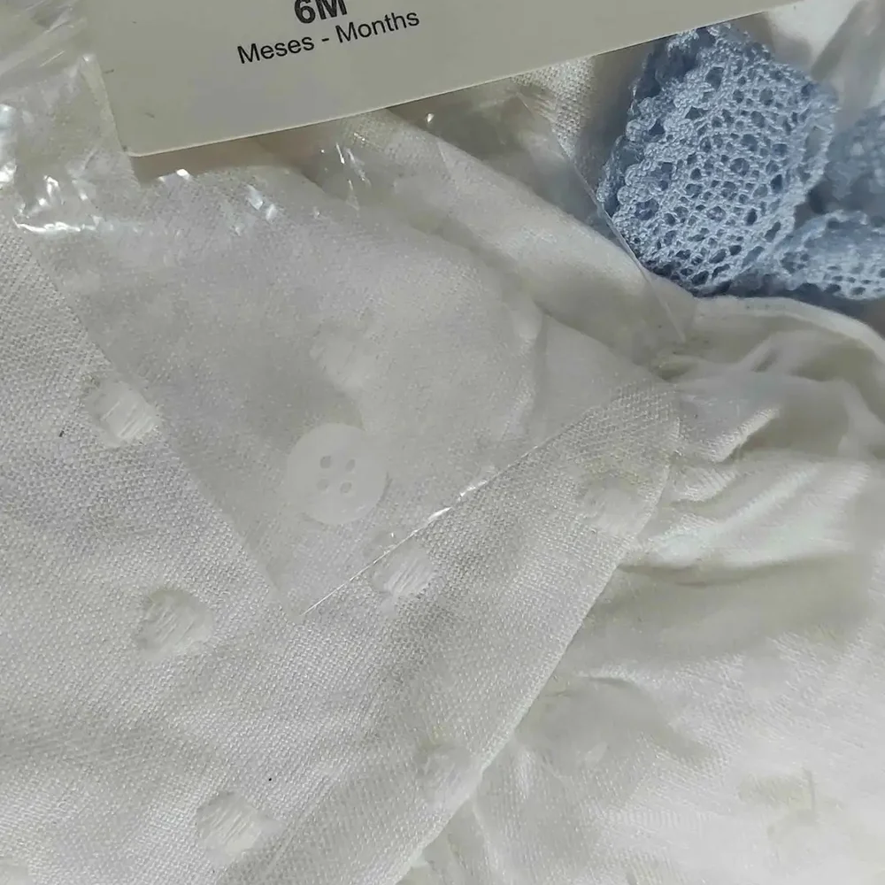 NWT White and Blue Linen 2 Pc Matching Set ~6-9M